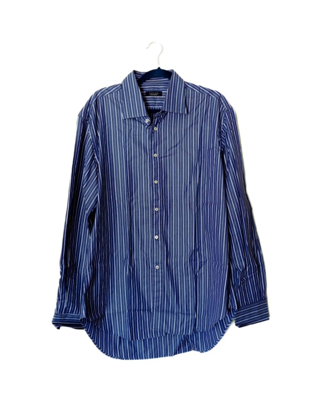 Zara Man Blue Stripe Button Down Shirt